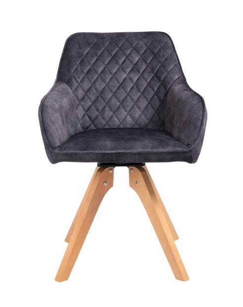 Fever - Fauteuil vintage en velours velours, noir - 59x61x85 cm