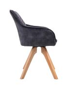 Fever - Fauteuil vintage en velours velours, noir - 59x61x85 cm
