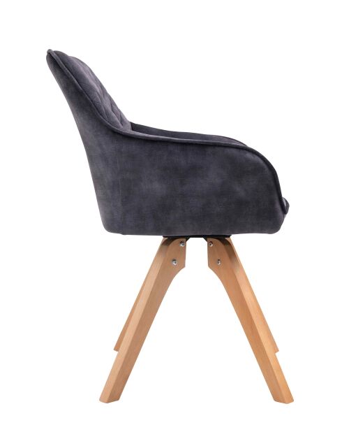 Fever - Fauteuil vintage en velours velours, noir - 59x61x85 cm
