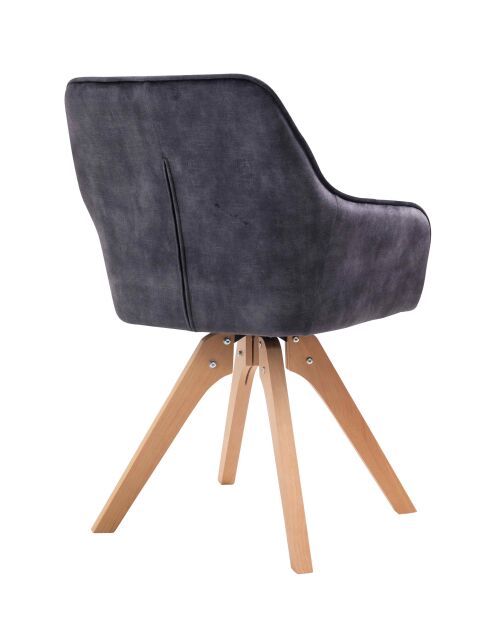 Fever - Fauteuil vintage en velours velours, noir - 59x61x85 cm
