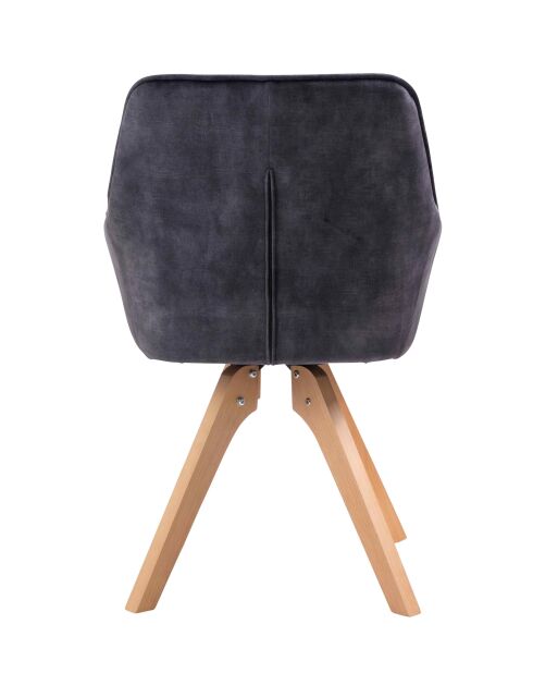 Fever - Fauteuil vintage en velours velours, noir - 59x61x85 cm