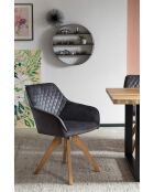 Fever - Fauteuil vintage en velours velours, noir - 59x61x85 cm