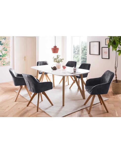 Fever - Fauteuil vintage en velours velours, noir - 59x61x85 cm