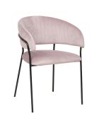 Fever - Chaise velours avec dossier capitonné rose/noir - 55x50x80 cm