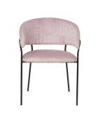 Fever - Chaise velours avec dossier capitonné rose/noir - 55x50x80 cm