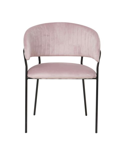 Fever - Chaise velours avec dossier capitonné rose/noir - 55x50x80 cm