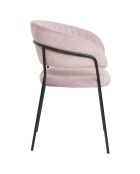Fever - Chaise velours avec dossier capitonné rose/noir - 55x50x80 cm