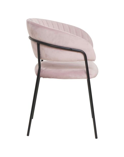 Fever - Chaise velours avec dossier capitonné rose/noir - 55x50x80 cm