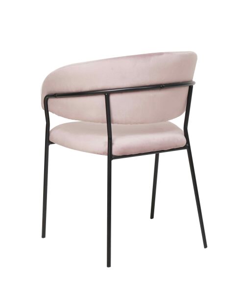 Fever - Chaise velours avec dossier capitonné rose/noir - 55x50x80 cm