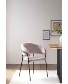 Fever - Chaise velours avec dossier capitonné rose/noir - 55x50x80 cm