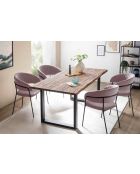 Fever - Chaise velours avec dossier capitonné rose/noir - 55x50x80 cm