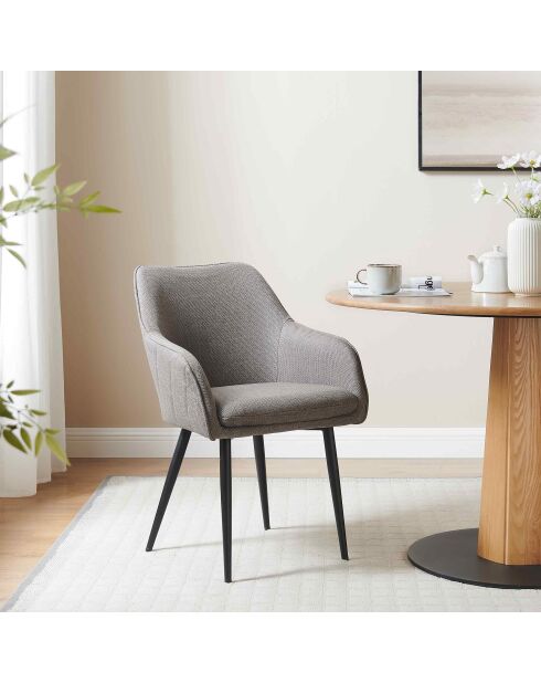 Fever - Esszimmerstuhl aus taupefarbenem Strukturstoff - 61x60x85 cm