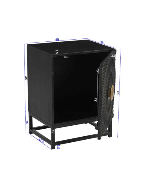 Sit - Table de nuit Black Smooth noir, or - 45x35x60cm