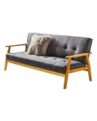 Fever - Canapé convertible en tissu tressé gris foncé - 190x85x81 cm