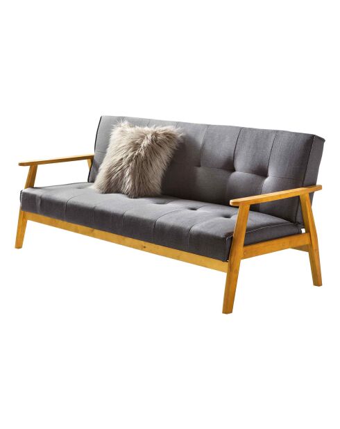 Fever - Canapé convertible en tissu tressé gris foncé - 190x85x81 cm