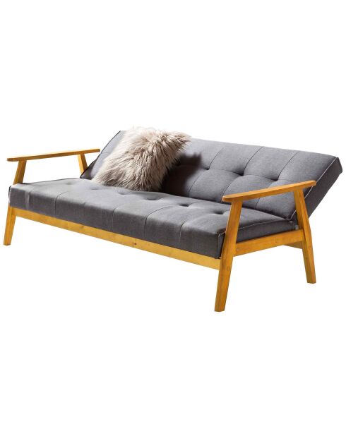 Fever - Canapé convertible en tissu tressé gris foncé - 190x85x81 cm