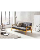 Fever - Canapé convertible en tissu tressé gris foncé - 190x85x81 cm