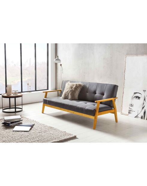 Fever - Canapé convertible en tissu tressé gris foncé - 190x85x81 cm
