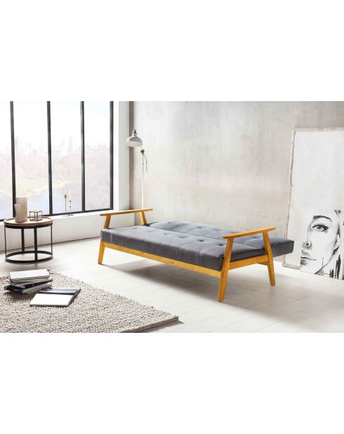 Fever - Canapé convertible en tissu tressé gris foncé - 190x85x81 cm