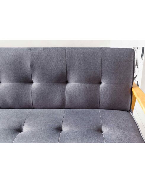 Fever - Canapé convertible en tissu tressé gris foncé - 190x85x81 cm