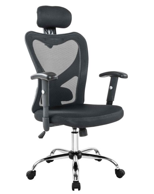Fever - Schwarzer Bürostuhl mit Netzkopfstütze - 65x60x114 cm
