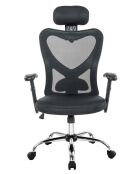 Fever - Schwarzer Bürostuhl mit Netzkopfstütze - 65x60x114 cm