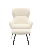 Fever - Set aus Sessel und Hocker Teddy aus beigem Fell - 79x82x103 cm