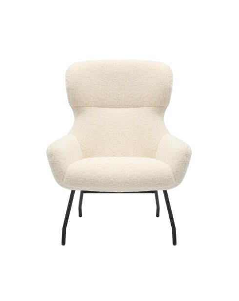 Fever - Ensemble fauteuil et tabouret teddy fourrure beige - 79x82x103 cm