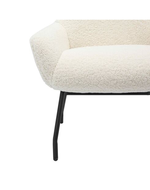 Fever - Ensemble fauteuil et tabouret teddy fourrure beige - 79x82x103 cm