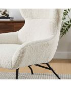 Fever - Set aus Sessel und Hocker Teddy aus beigem Fell - 79x82x103 cm