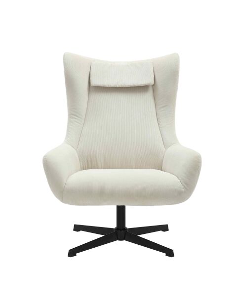 Fever - Fauteuil et tabouret aspect velours côtelé beige - 82x85x106 cm