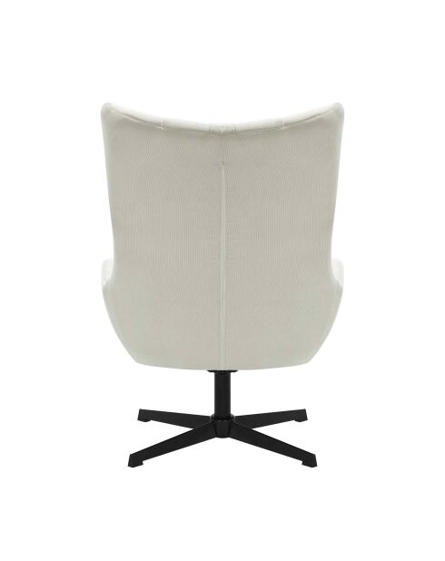 Fever - Fauteuil et tabouret aspect velours côtelé beige - 82x85x106 cm