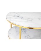 Fever - Couchtisch mit 2 Regalen weiß/gold - D.80 cm