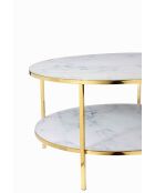 Fever - Couchtisch mit 2 Regalen weiß/gold - D.80 cm