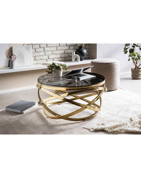 Fever - tavolino da salotto oro/grigio - D.80 cm