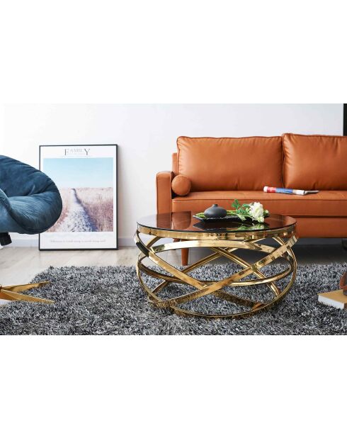 Fever - tavolino da salotto oro/grigio - D.80 cm