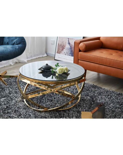 Fever - tavolino da salotto oro/grigio - D.80 cm