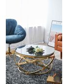 Fever - tavolino da salotto oro/grigio - D.80 cm