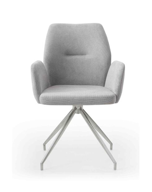 Fever - Silla con función de giro de 180°, gris claro/plata, 60 x 62 x 89 cm