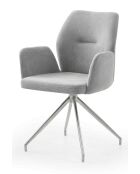 Fever - Silla con función de giro de 180°, gris claro/plata, 60 x 62 x 89 cm