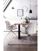 Fever - Silla con función de giro de 180°, gris claro/plata, 60 x 62 x 89 cm