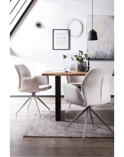 Fever - Silla con función de giro de 180°, gris claro/plata, 60 x 62 x 89 cm