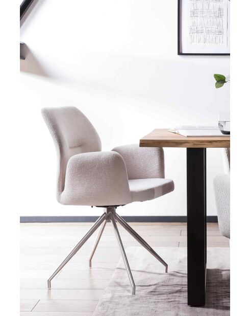 Fever - Silla con función de giro de 180°, gris claro/plata, 60 x 62 x 89 cm