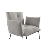 Fever - Fauteuil en tissu bouclé gris clair - 73,5x64,5x87 cm