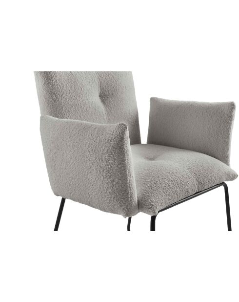 Fever - Fauteuil en tissu bouclé gris clair - 73,5x64,5x87 cm