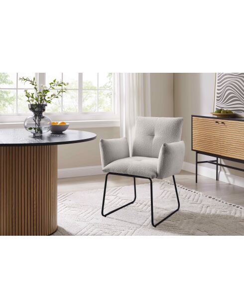 Fever - Fauteuil en tissu bouclé gris clair - 73,5x64,5x87 cm