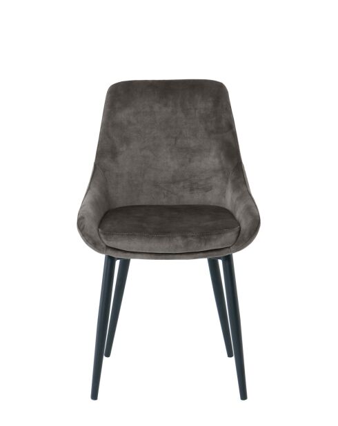 Sit - Lot de 2 chaises housse gris foncé, pieds noirs - 48x57x84cm