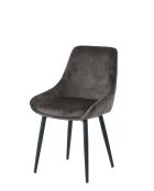 Sit - Lot de 2 chaises housse gris foncé, pieds noirs - 48x57x84cm