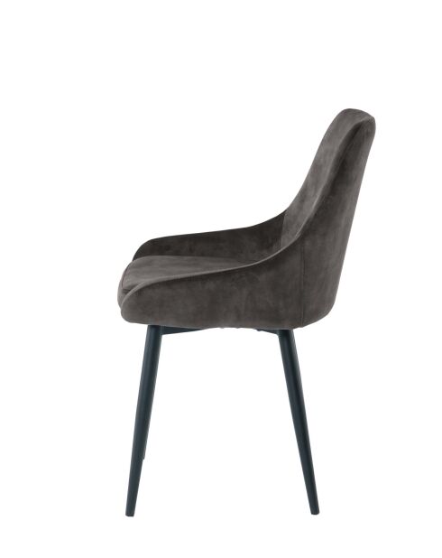 Sit - Lot de 2 chaises housse gris foncé, pieds noirs - 48x57x84cm