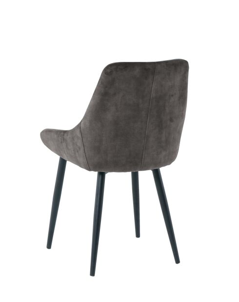 Sit - Lot de 2 chaises housse gris foncé, pieds noirs - 48x57x84cm